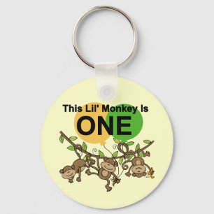 Swinging Monkeys 1st Birthday t shirts and Gifts Keychain