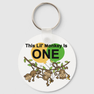 Swinging Monkeys 1st Birthday t shirts and Gifts Keychain