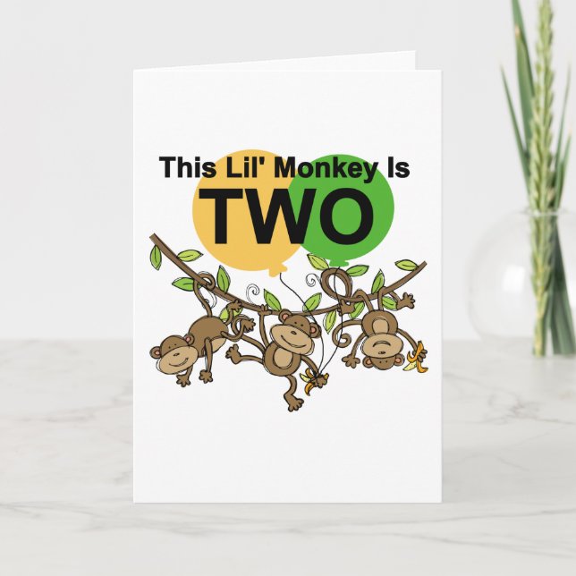 Swinging Monkeys 2nd Birthday T-shirts and Gifts Card (Front)