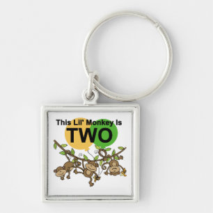 Swinging Monkeys 2nd Birthday T-shirts and Gifts Keychain