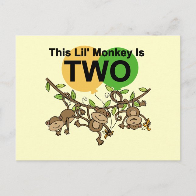 Swinging Monkeys 2nd Birthday T-shirts and Gifts Postcard (Front)