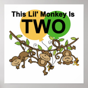 Swinging Monkeys 2nd Birthday T-shirts and Gifts Poster