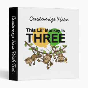 Swinging Monkeys 3rd Birthday tshirts and Gifts Binder