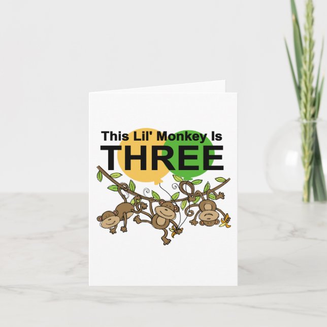 Swinging Monkeys 3rd Birthday tshirts and Gifts Card (Front)