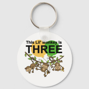 Swinging Monkeys 3rd Birthday tshirts and Gifts Keychain