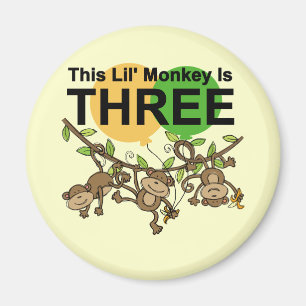 Swinging Monkeys 3rd Birthday tshirts and Gifts Magnet