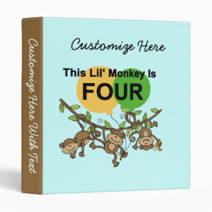 Swinging Monkeys 4th Birthday Tshirts and Gifts Binder