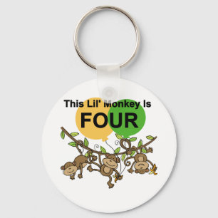 Swinging Monkeys 4th Birthday Tshirts and Gifts Keychain