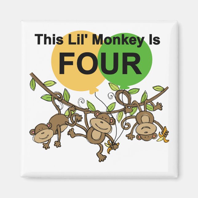 Swinging Monkeys 4th Birthday Tshirts and Gifts Magnet (Front)