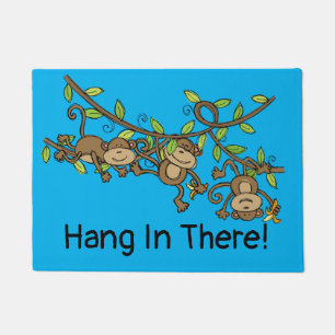 Swinging Monkeys Hang in There Personalized Doorma Doormat