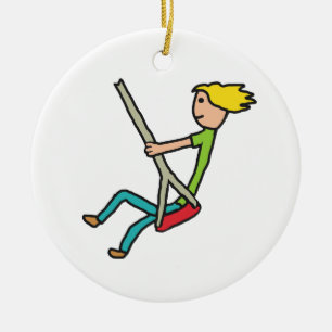 Swinging on Swing Ceramic Ornament
