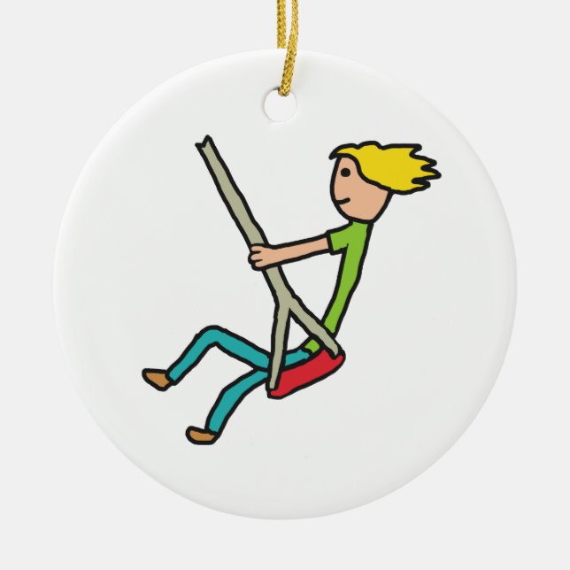 Swinging on Swing Ceramic Ornament (Front)