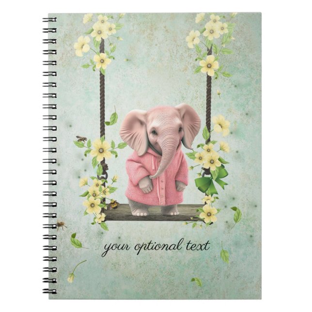 Swinging Pink Elephant  Spiral Photo Notebook (Front)
