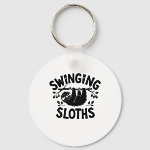 Swinging Sloths Hang In There Sticker Keychain