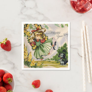 Swinging your way Vintage Girl paper napkins