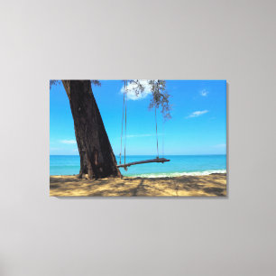 Swings & Tree on the Sand Canvas Print