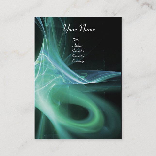 SWIRL 2 MONOGRAM Vibrant black green grey Business Card (Front)