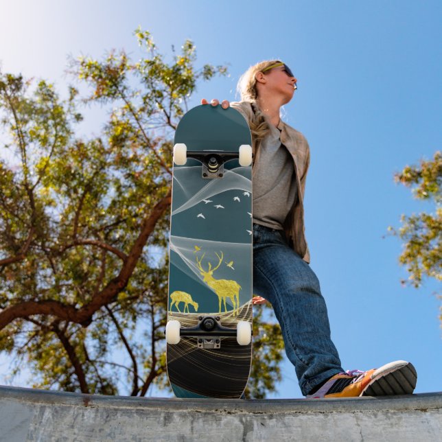 Swirl abstract deers skateboard (Outdoor 1)