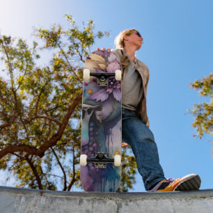 Swirl abstract deers skateboard