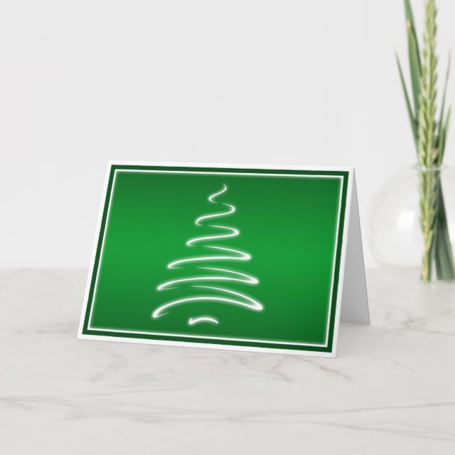 Swirl Christmas Tree in Green and White Card (Front)