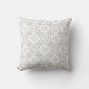 Swirl Circle Tile Pattern White Throw Pillow