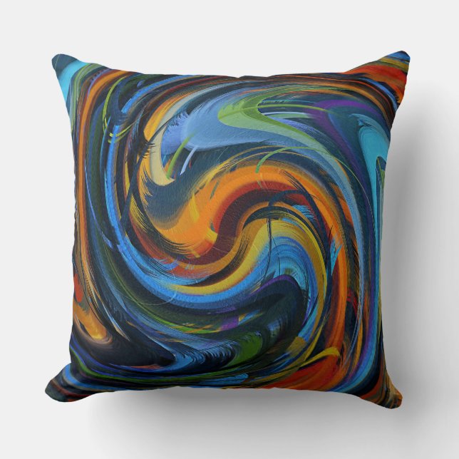Swirl Colourful Abstract Art Throw Pillow (Front)