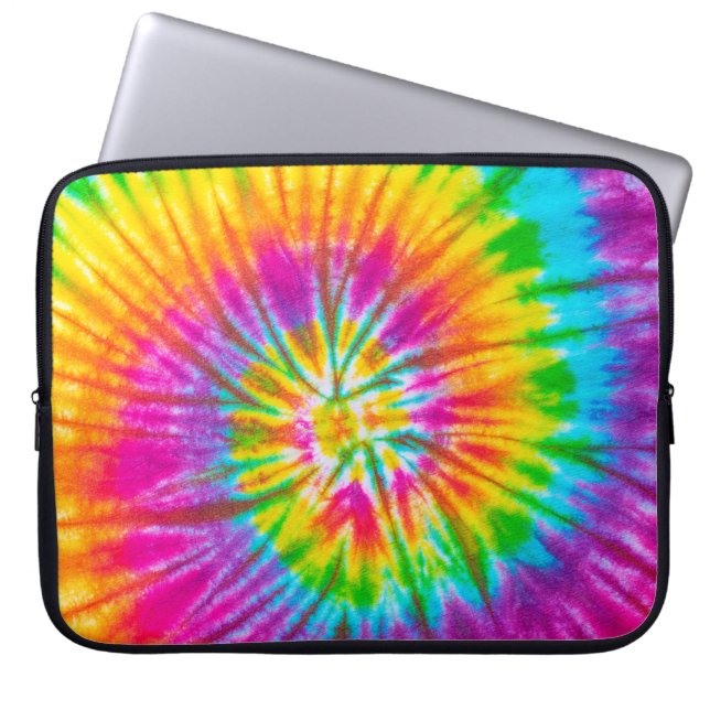 swirl colourful tie dye pattern abstract backgroun laptop sleeve (Front)
