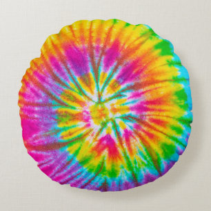 swirl colourful tie dye pattern abstract backgroun round pillow