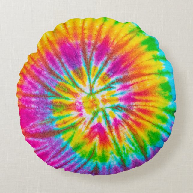 swirl colourful tie dye pattern abstract backgroun round pillow (Front)