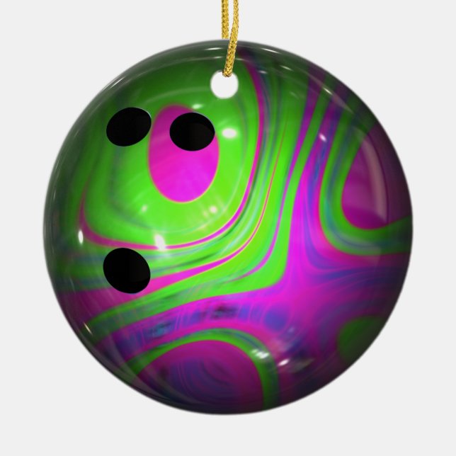 Swirl Colours Bowling Ball Ceramic Ornament (Front)
