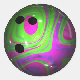 Swirl Colours Bowling Ball Classic Round Sticker