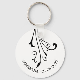 Swirl Elegant Ornament Horror Black Gothic Keychain