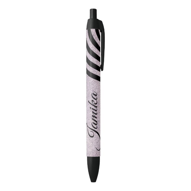 Swirl Faux Glitter Ombre Name Black Ink Pen (Bottom (Vertical))