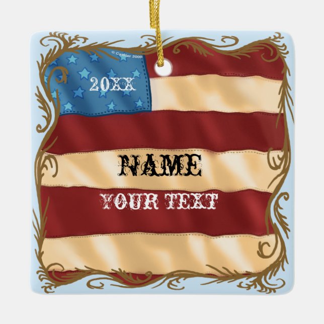 Swirl Flag  Ceramic Ornament (Front)