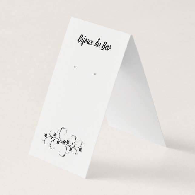 Swirl Floral Tent Self Stand Earring Display Cards (Front)