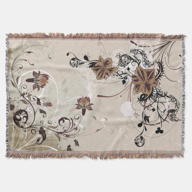 Swirl Floral Throw Blanket (Front)