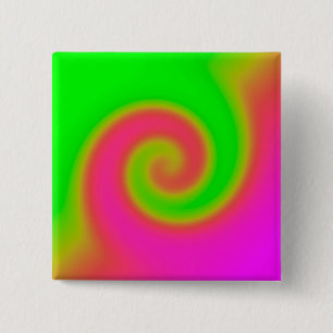 Swirl Green Pink 2 Inch Square Button
