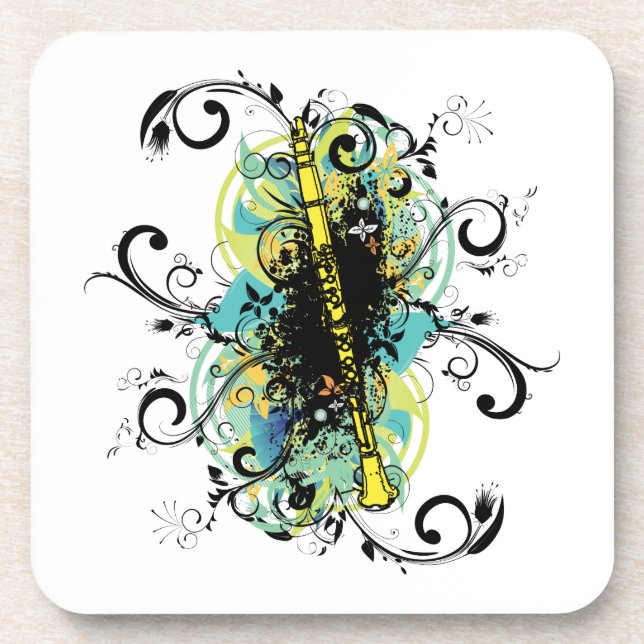 Swirl Grunge Clarinet Coaster (Front)