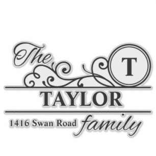 Swirl Initial Personalized Family Mailbox Sticker