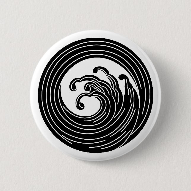 Swirl-like wave circle 2 inch round button (Front)