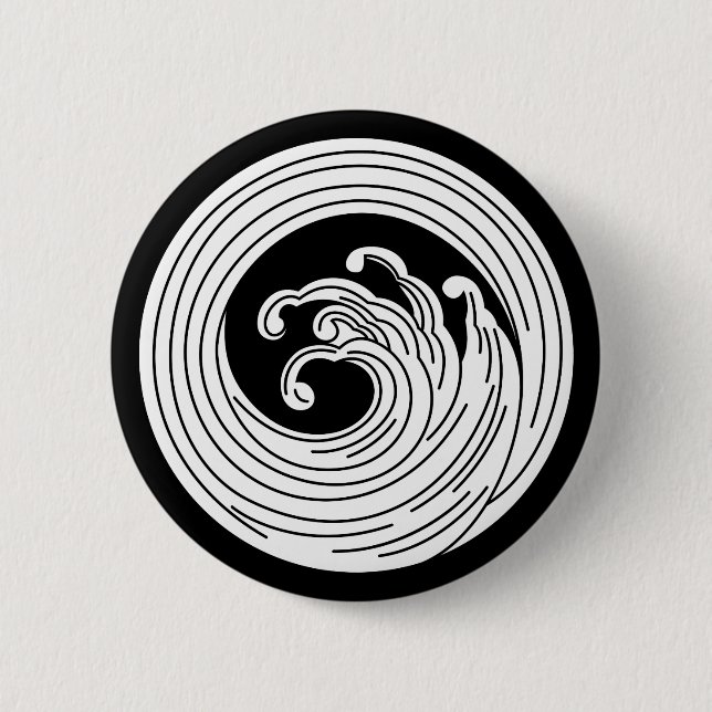 Swirl-like wave circle 2 inch round button (Front)