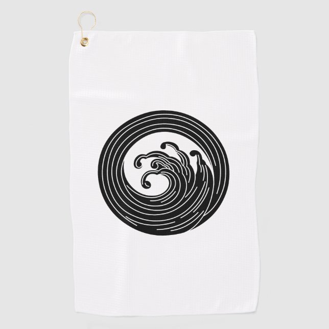 Swirl-like wave circle golf towel (Front)
