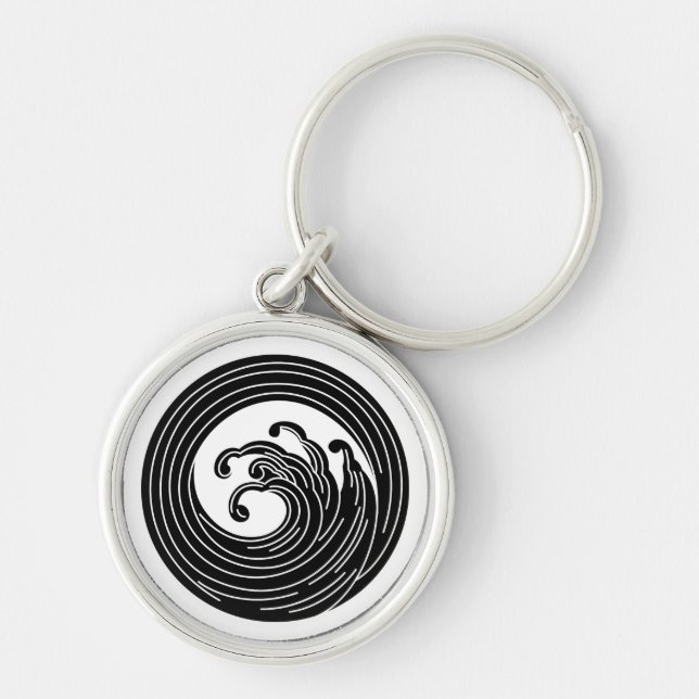 Swirl-like wave circle keychain (Front)