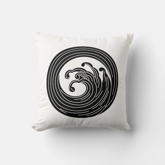 Swirl-like wave circle throw pillow (Front)