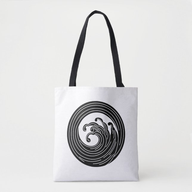 Swirl-like wave circle tote bag (Front)