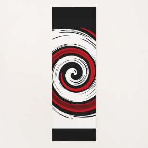 Swirl liquid circle modern black red white colours yoga mat
