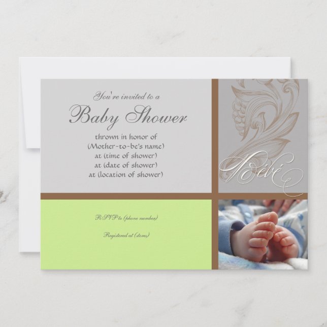Swirl moderne n Polka Dot - Invitation de douche p (Devant)