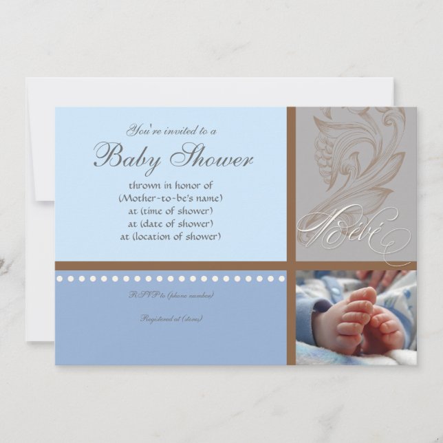 Swirl moderne n Polka Dot - Invitation de douche p (Devant)