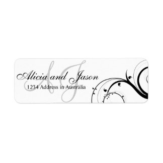 Swirl Monogram Return Address Label Black
