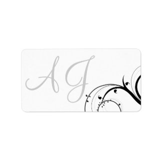 Swirl Monogram Wedding Invitation Address Labels